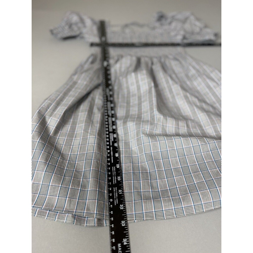 Hill House Home Athena Nap Dress Small Matilda Plaid Smocked Puff Sleeve Mini - Picture 9 of 13